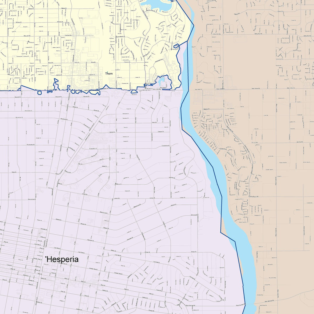 Color Cast Zip Code Style Wall Map of Hesperia, CA