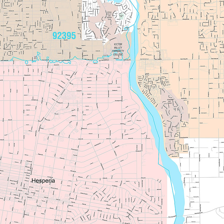 Premium Style Wall Map of Hesperia, CA