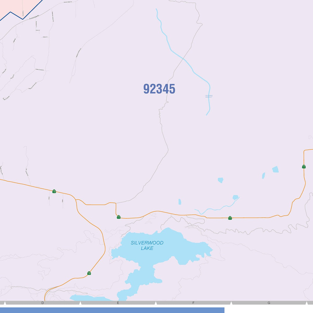 Color Cast Zip Code Style Wall Map of Hesperia, CA