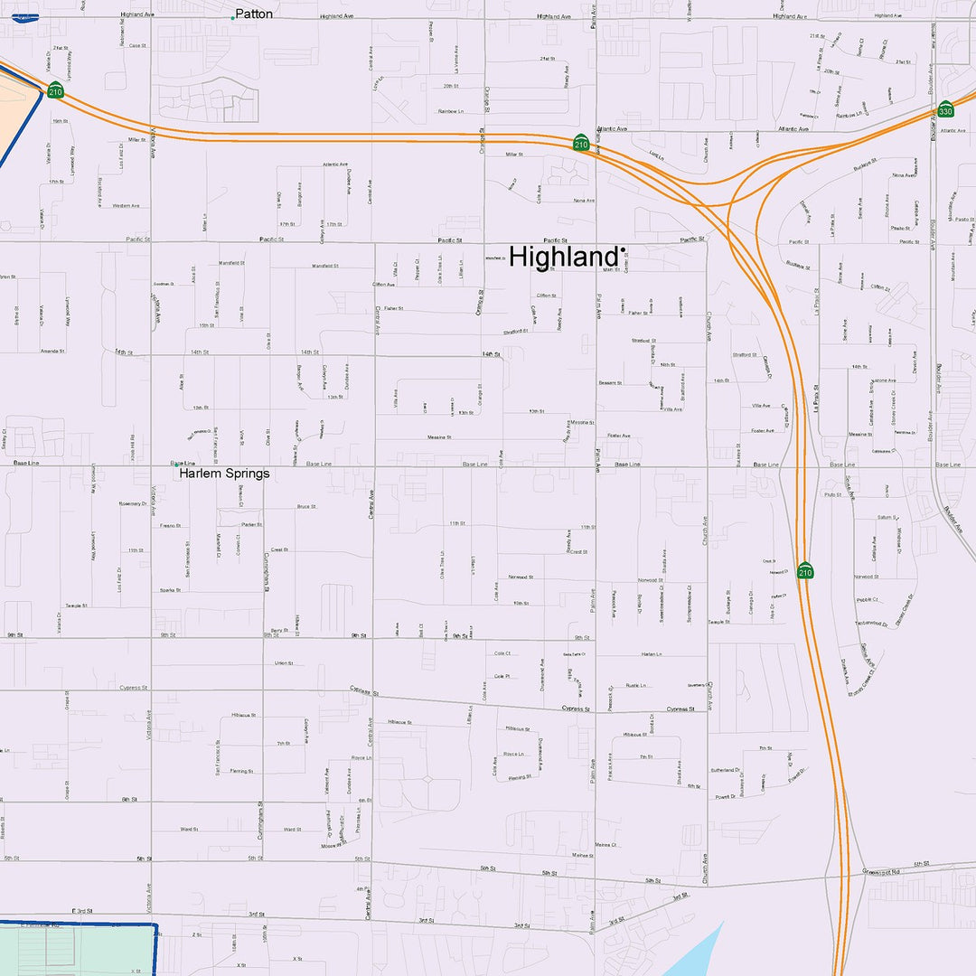 Color Cast Zip Code Style Wall Map of Highland, CA