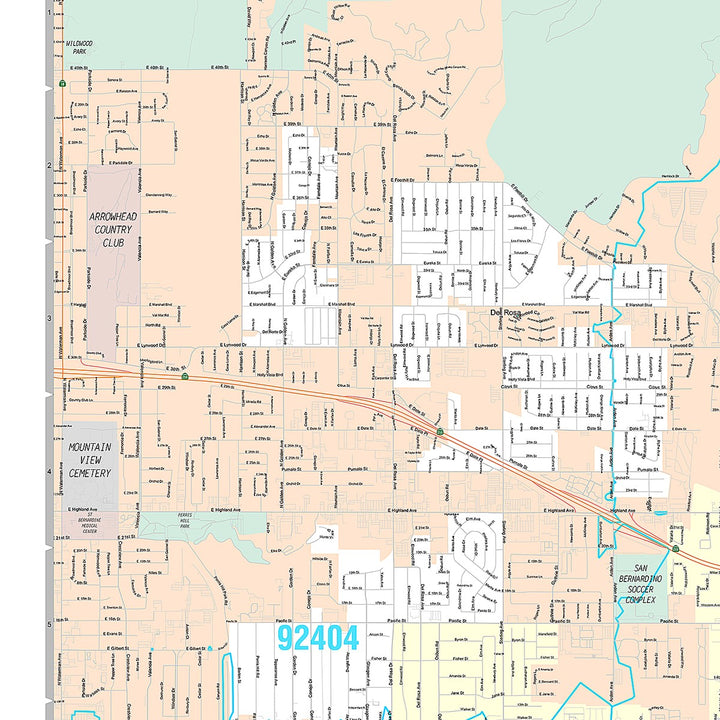 Premium Style Wall Map of Highland, CA