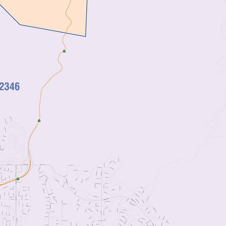 Color Cast Zip Code Style Wall Map of Highland, CA