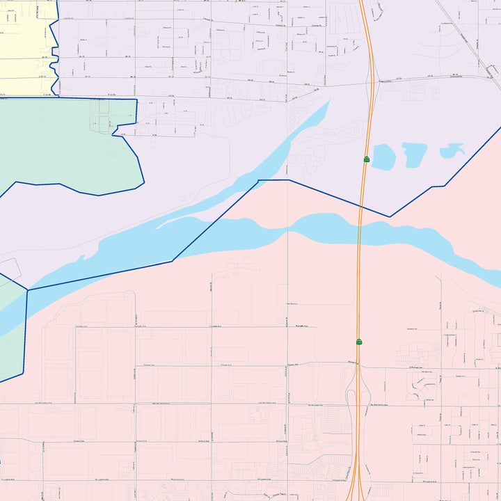 Color Cast Zip Code Style Wall Map of Highland, CA
