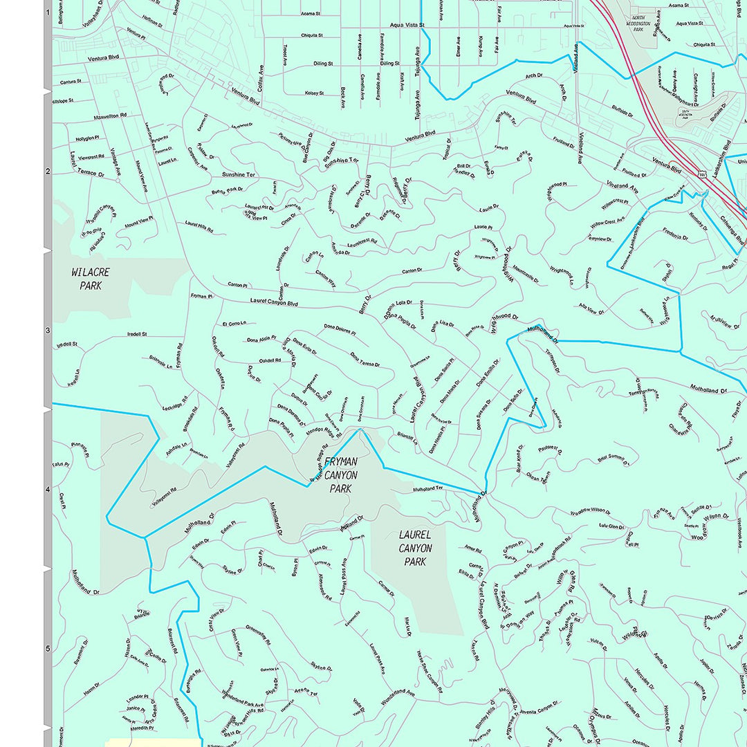 Premium Style Wall Map of Hollywood, CA
