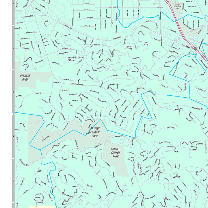 Premium Style Wall Map of Hollywood, CA