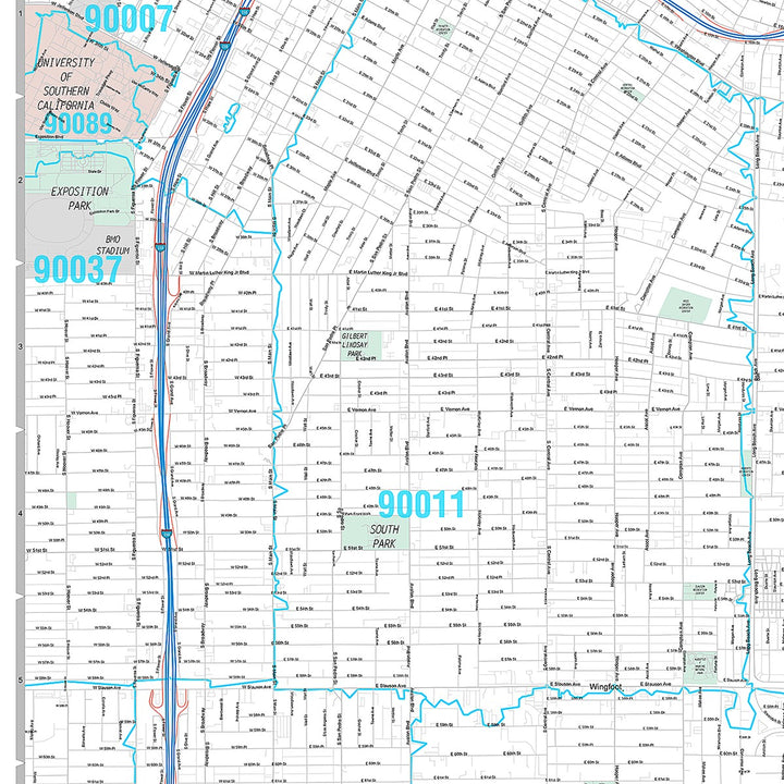 Premium Style Wall Map of Huntington Park, CA