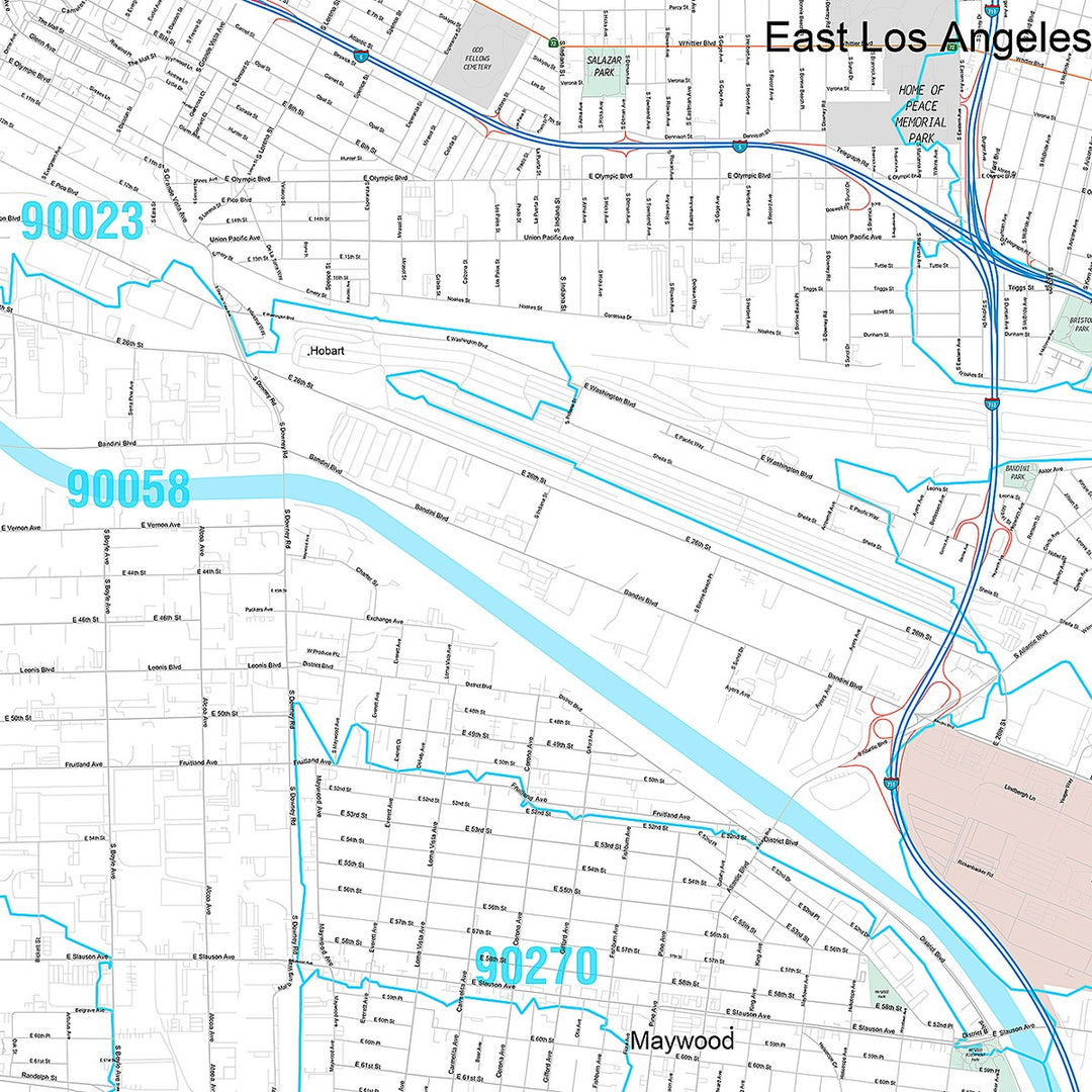 Premium Style Wall Map of Huntington Park, CA
