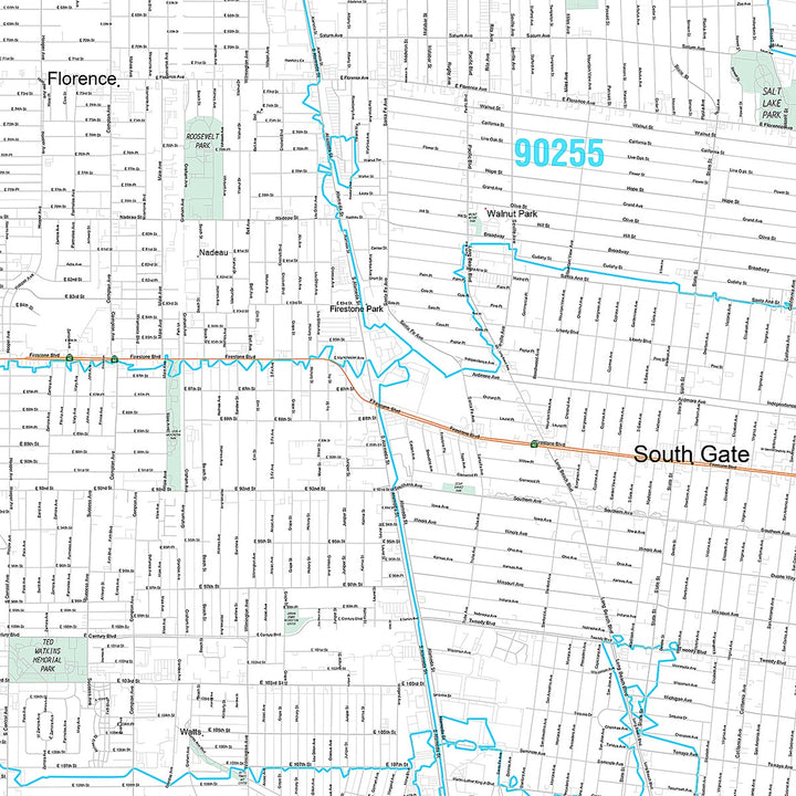 Premium Style Wall Map of Huntington Park, CA