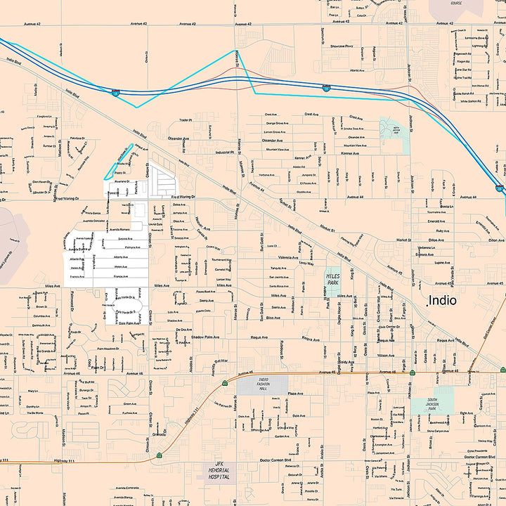 Premium Style Wall Map of Indio, CA
