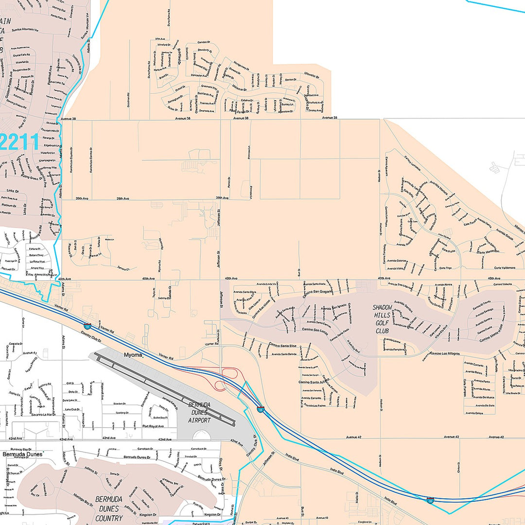 Premium Style Wall Map of Indio, CA