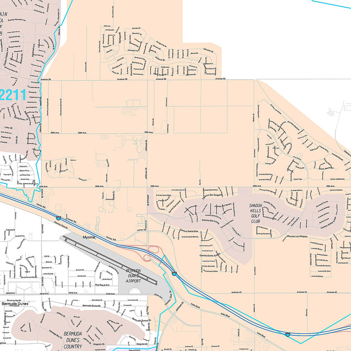 Premium Style Wall Map of Indio, CA