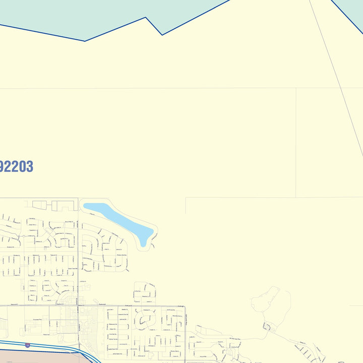 Color Cast Zip Code Style Wall Map of Indio, CA