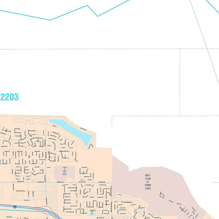 Premium Style Wall Map of Indio, CA