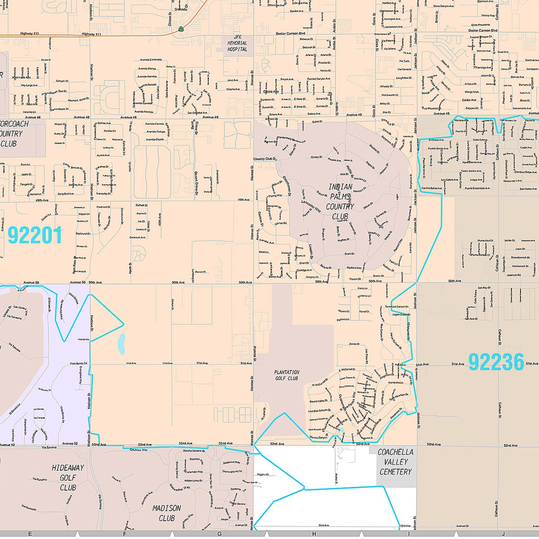 Premium Style Wall Map of Indio, CA