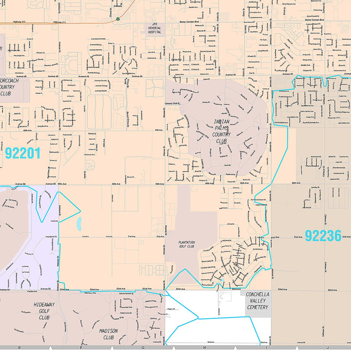 Premium Style Wall Map of Indio, CA