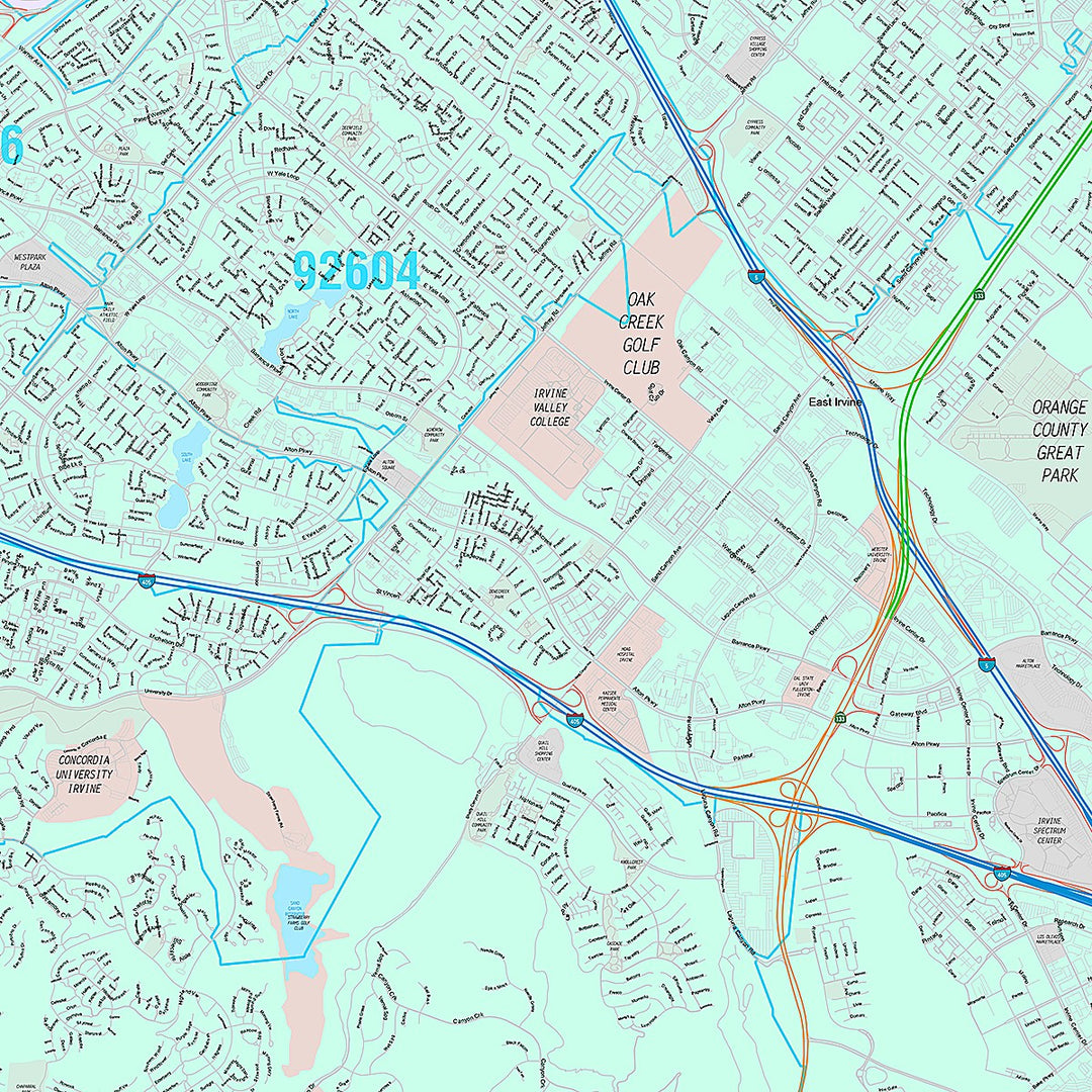 Premium Style Wall Map of Irvine CA