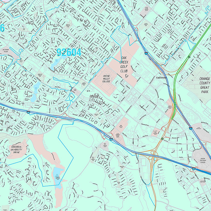 Premium Style Wall Map of Irvine CA