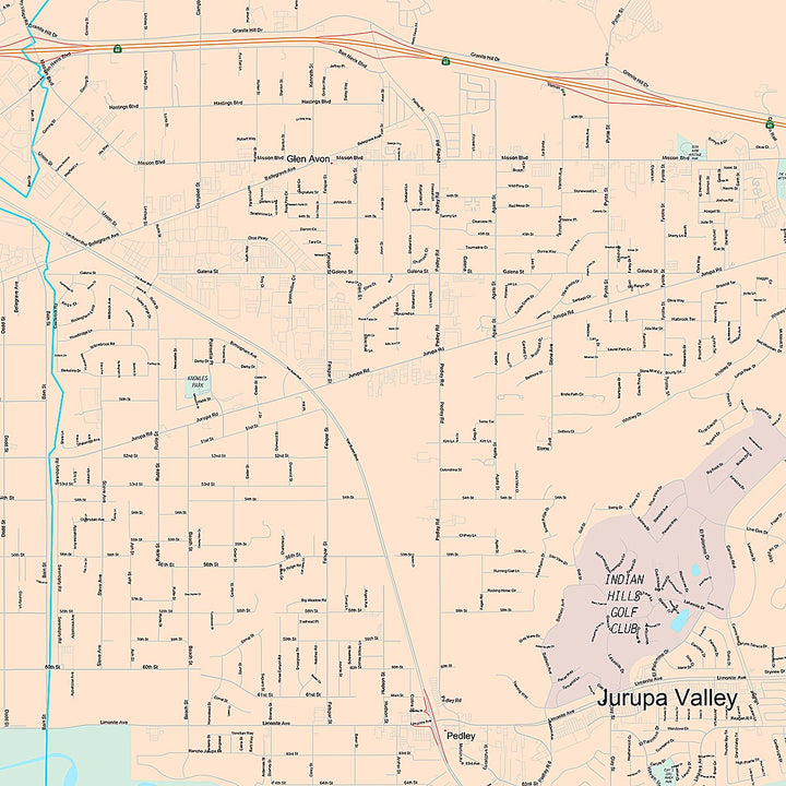 Premium Style Wall Map of Jurupa Valley, CA