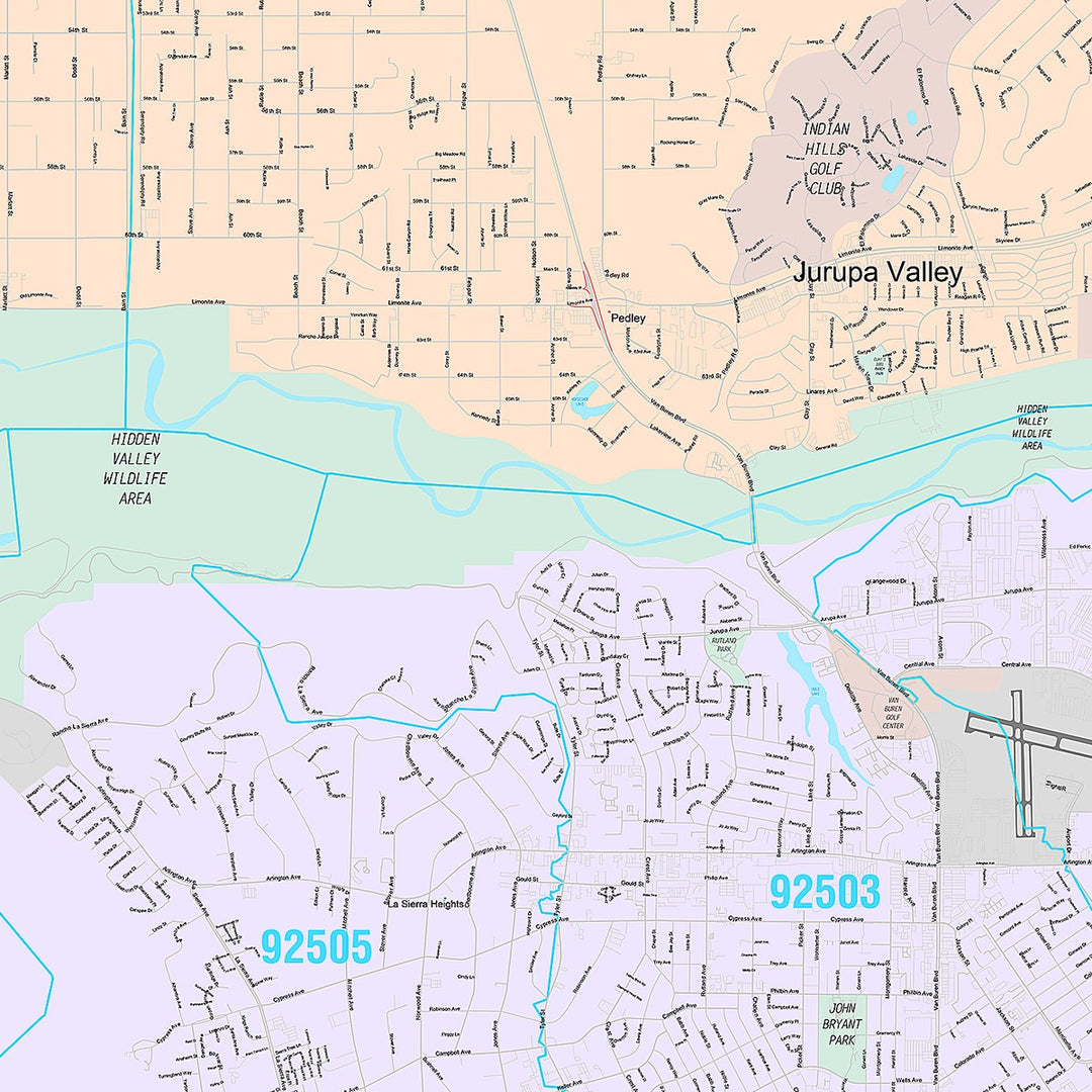 Premium Style Wall Map of Jurupa Valley, CA