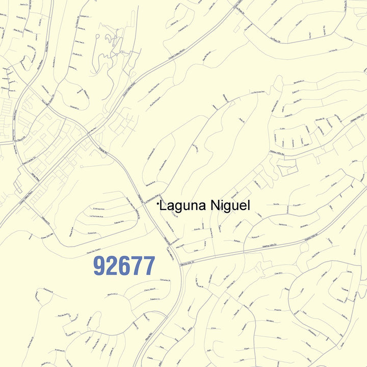 Color Cast Zip Code Style Wall Map of Laguna Niguel, CA