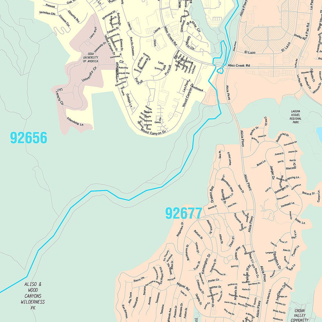 Premium Style Wall Map of Laguna Niguel, CA