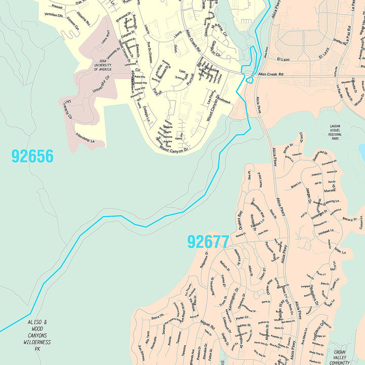 Premium Style Wall Map of Laguna Niguel, CA