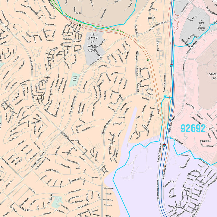 Premium Style Wall Map of Laguna Niguel, CA