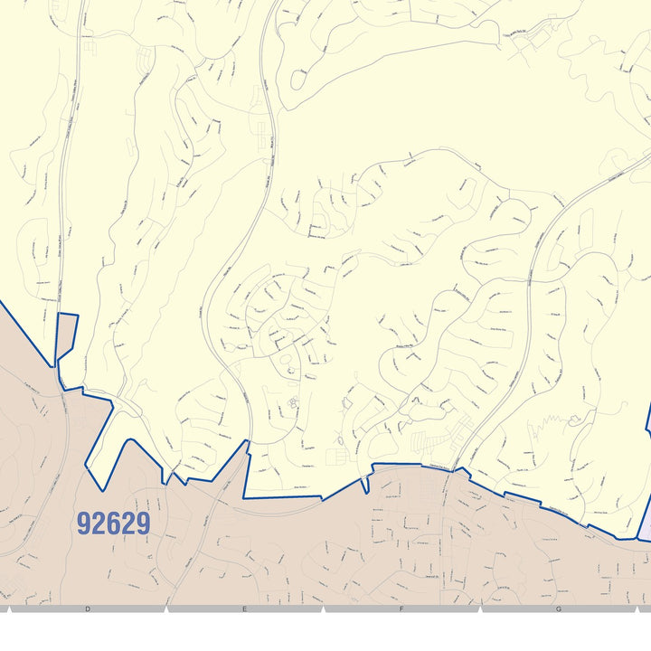 Color Cast Zip Code Style Wall Map of Laguna Niguel, CA