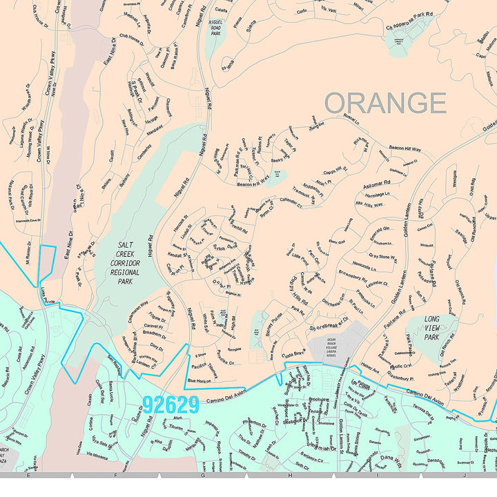 Premium Style Wall Map of Laguna Niguel, CA