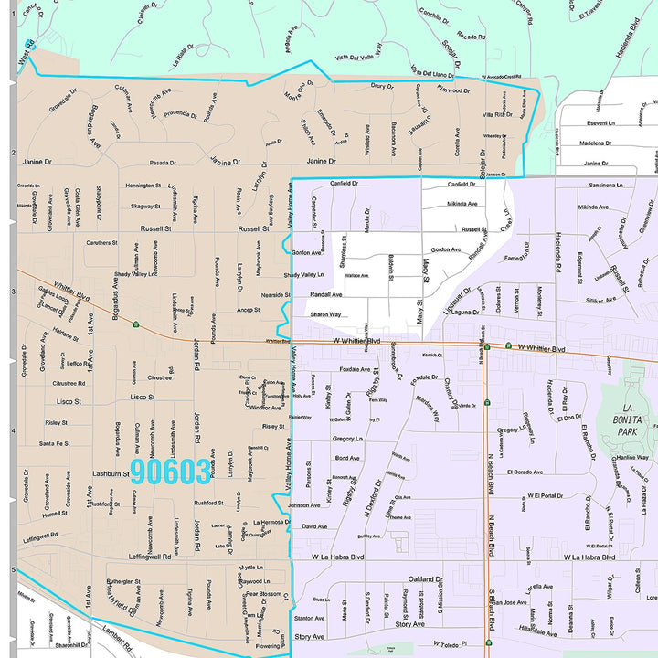 Premium Style Wall Map of La Habra, CA