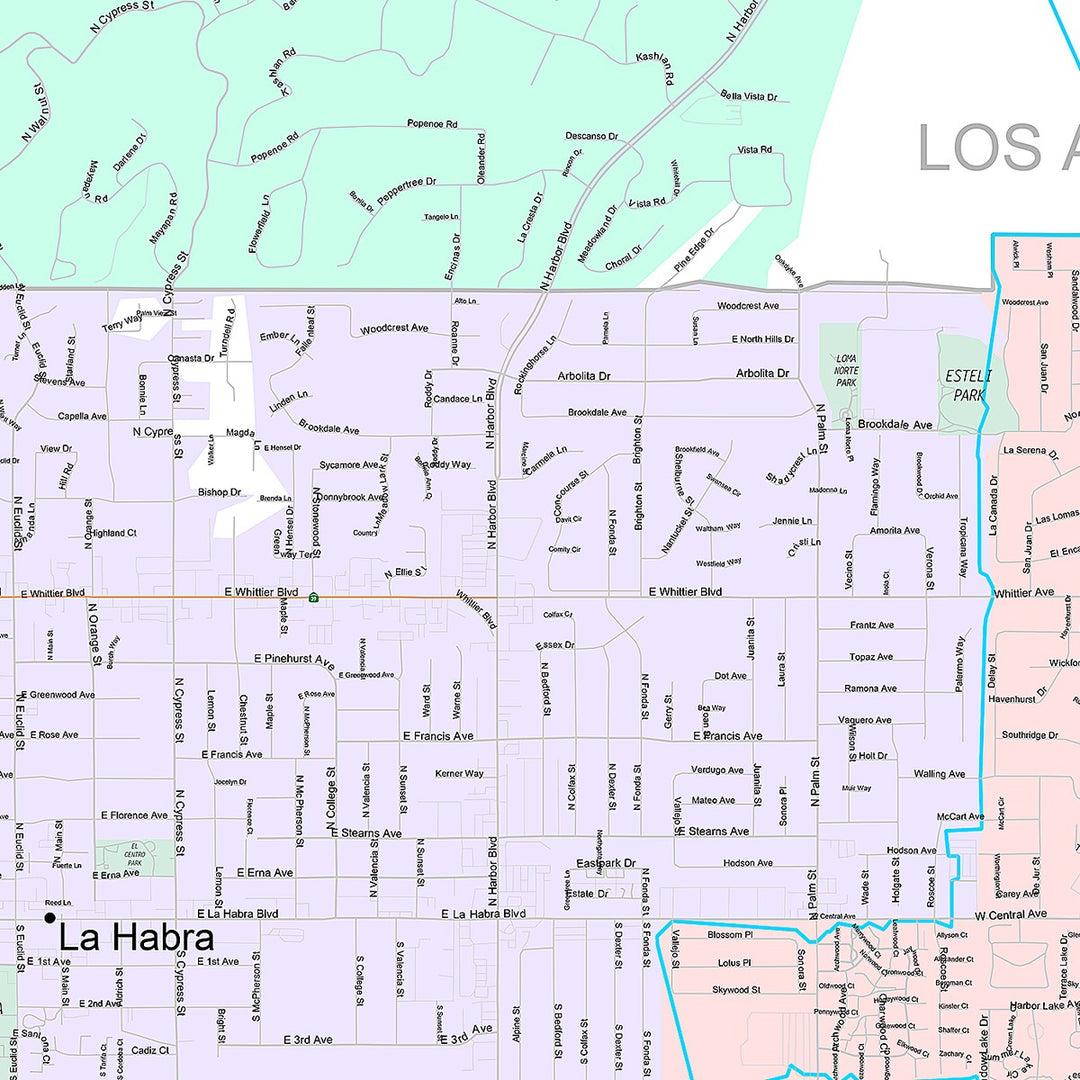 Premium Style Wall Map of La Habra, CA