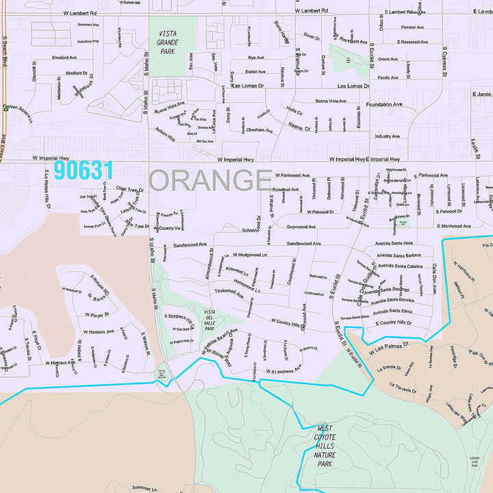 Premium Style Wall Map of La Habra, CA