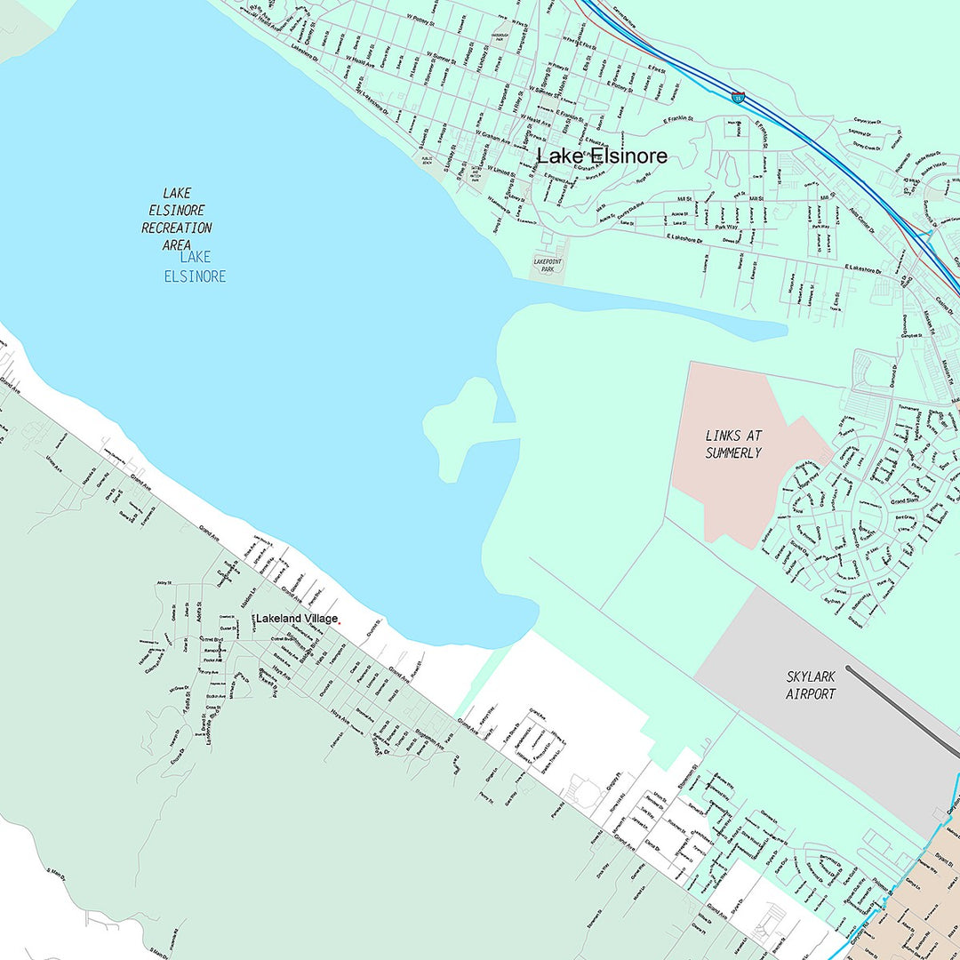Premium Style Wall Map of Lake Elsinore, CA