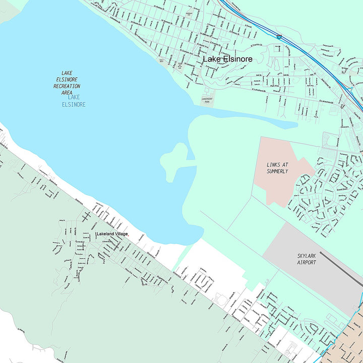Premium Style Wall Map of Lake Elsinore, CA