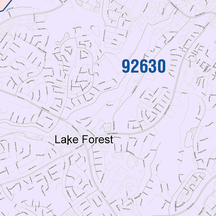 Color Cast Zip Code Style Wall Map of Lake Forest, CA – American Map Store