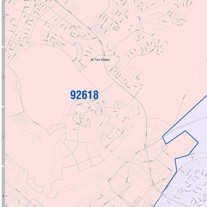 Color Cast Zip Code Style Wall Map of Lake Forest, CA