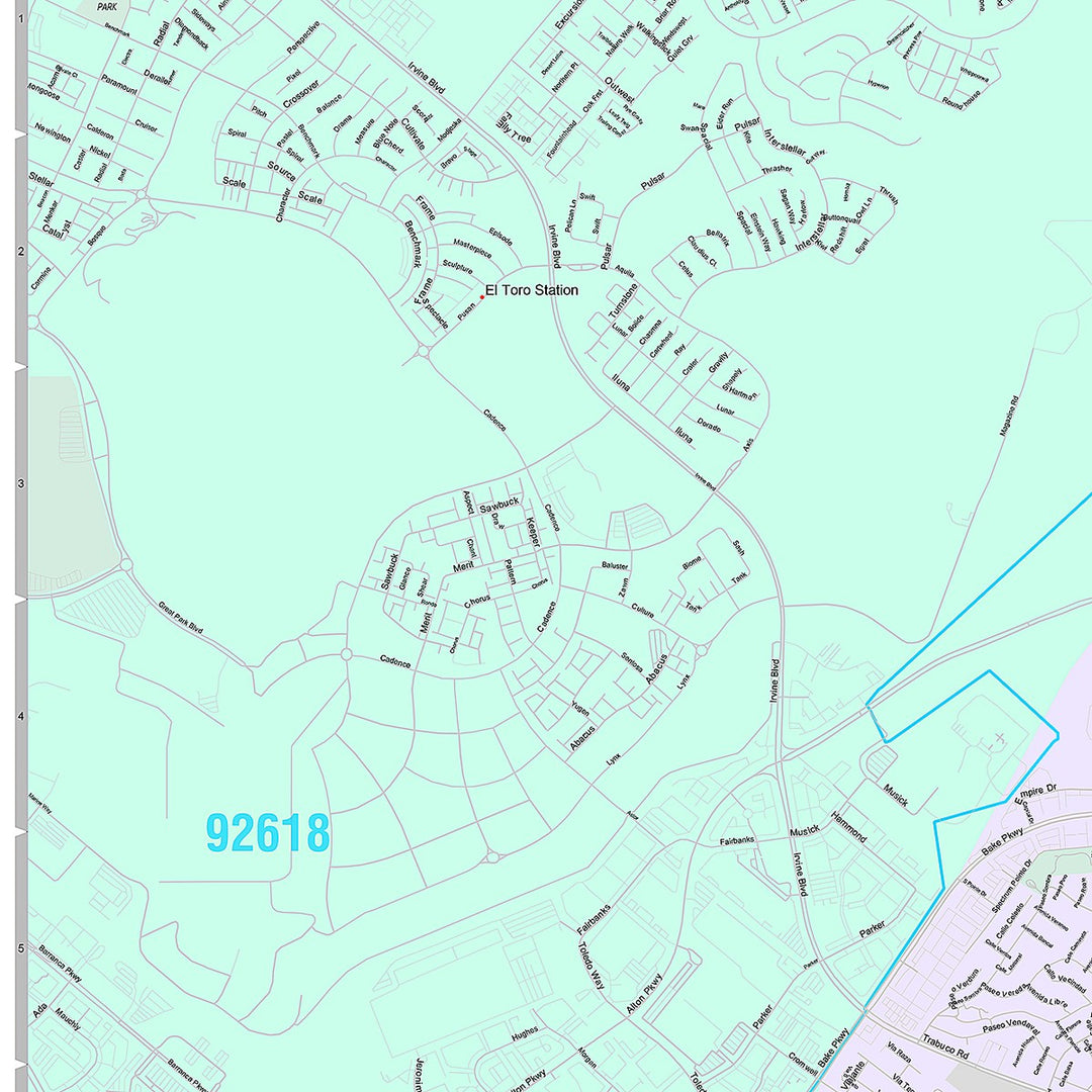 Premium Style Wall Map of Lake Forest, CA