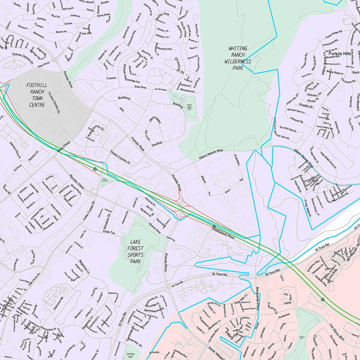 Premium Style Wall Map of Lake Forest, CA