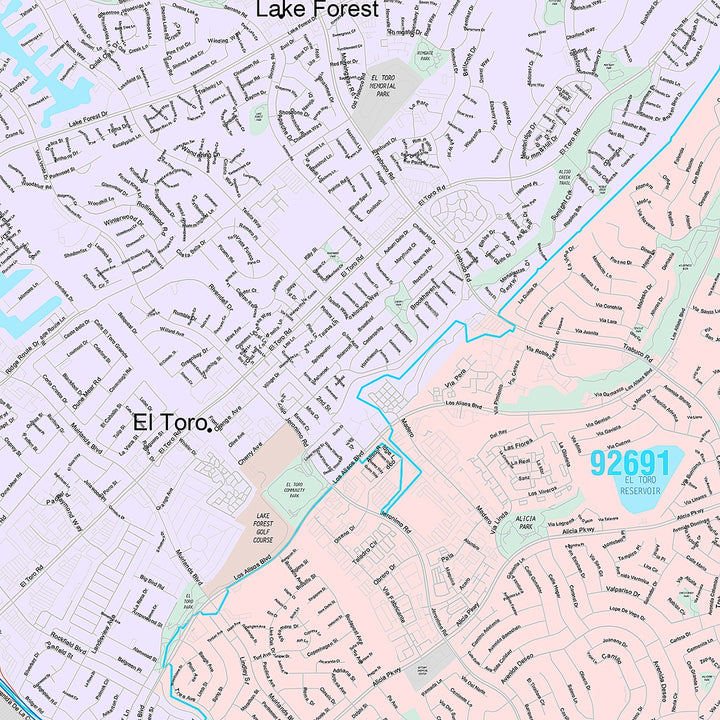 Premium Style Wall Map of Lake Forest, CA
