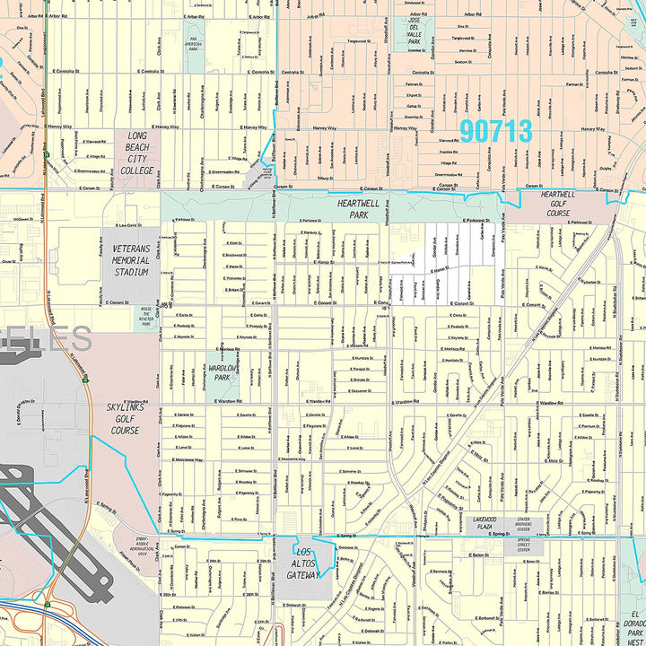 Premium Style Wall Map of Lakewood, CA