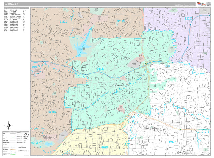 Premium Style Wall Map of Lamesa, CA