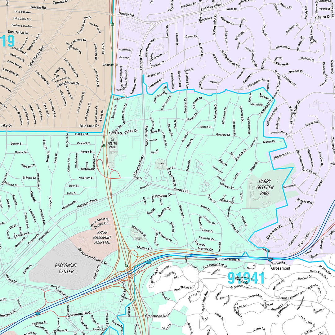 Premium Style Wall Map of Lamesa, CA