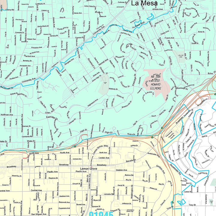 Premium Style Wall Map of Lamesa, CA