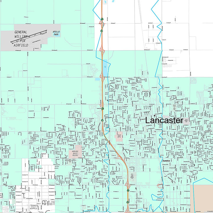 Premium Style Wall Map of Lancaster, CA