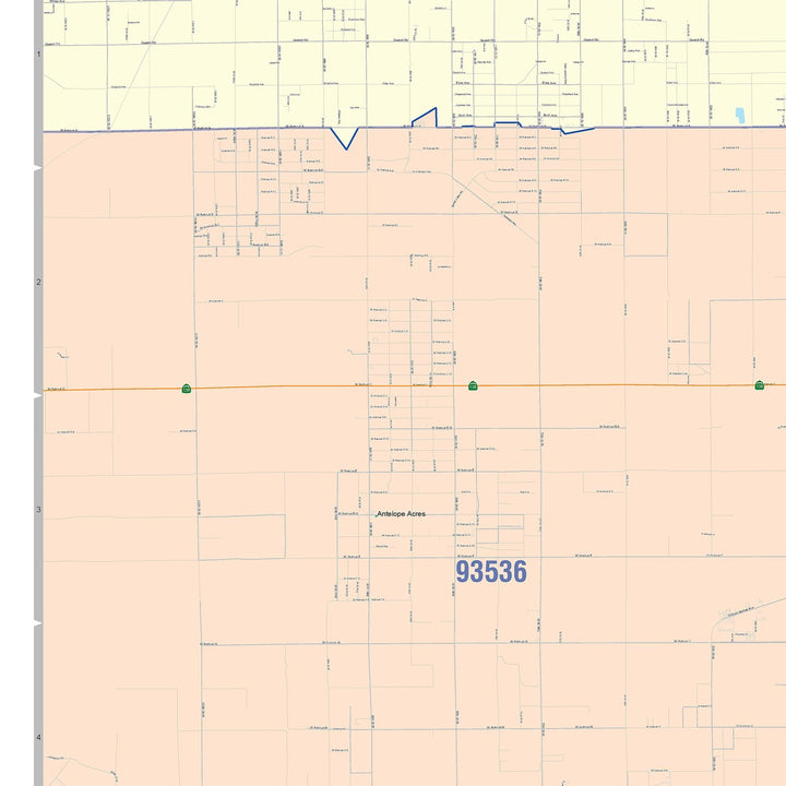 Color Cast Zip Code Style Wall Map of Lancaster, CA
