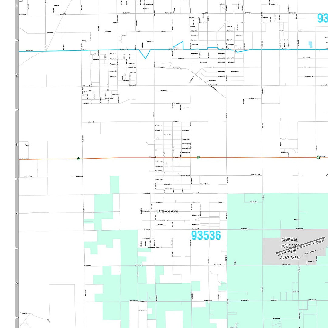 Premium Style Wall Map of Lancaster, CA
