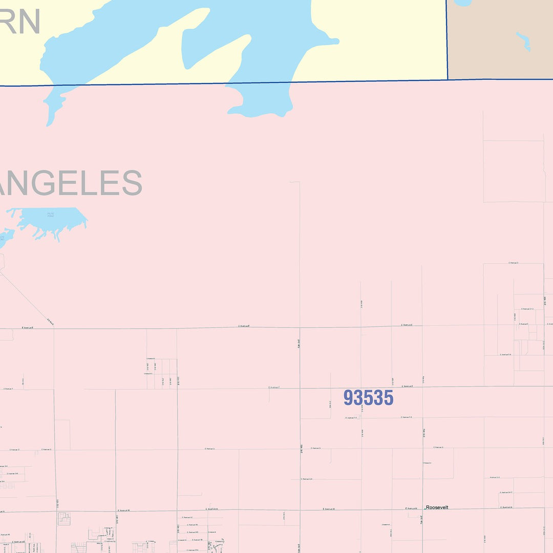 Color Cast Zip Code Style Wall Map of Lancaster, CA