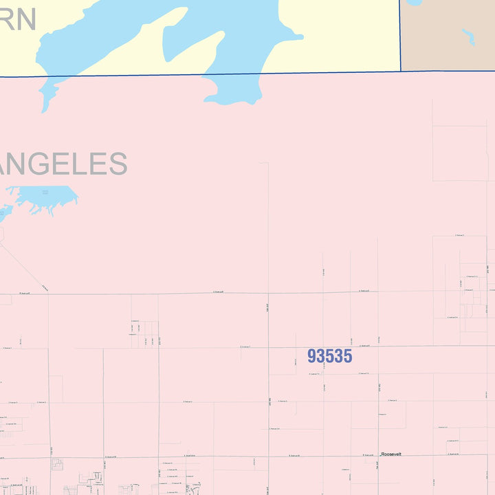 Color Cast Zip Code Style Wall Map of Lancaster, CA