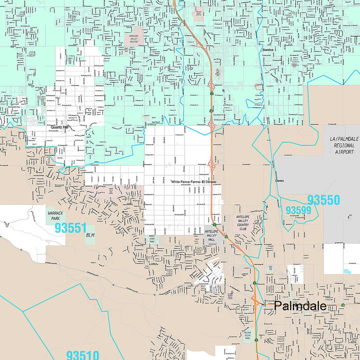 Premium Style Wall Map of Lancaster, CA