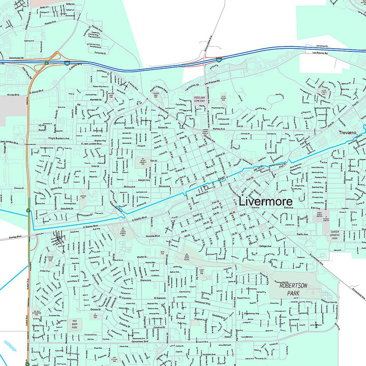 Premium Style Wall Map of Livermore, CA